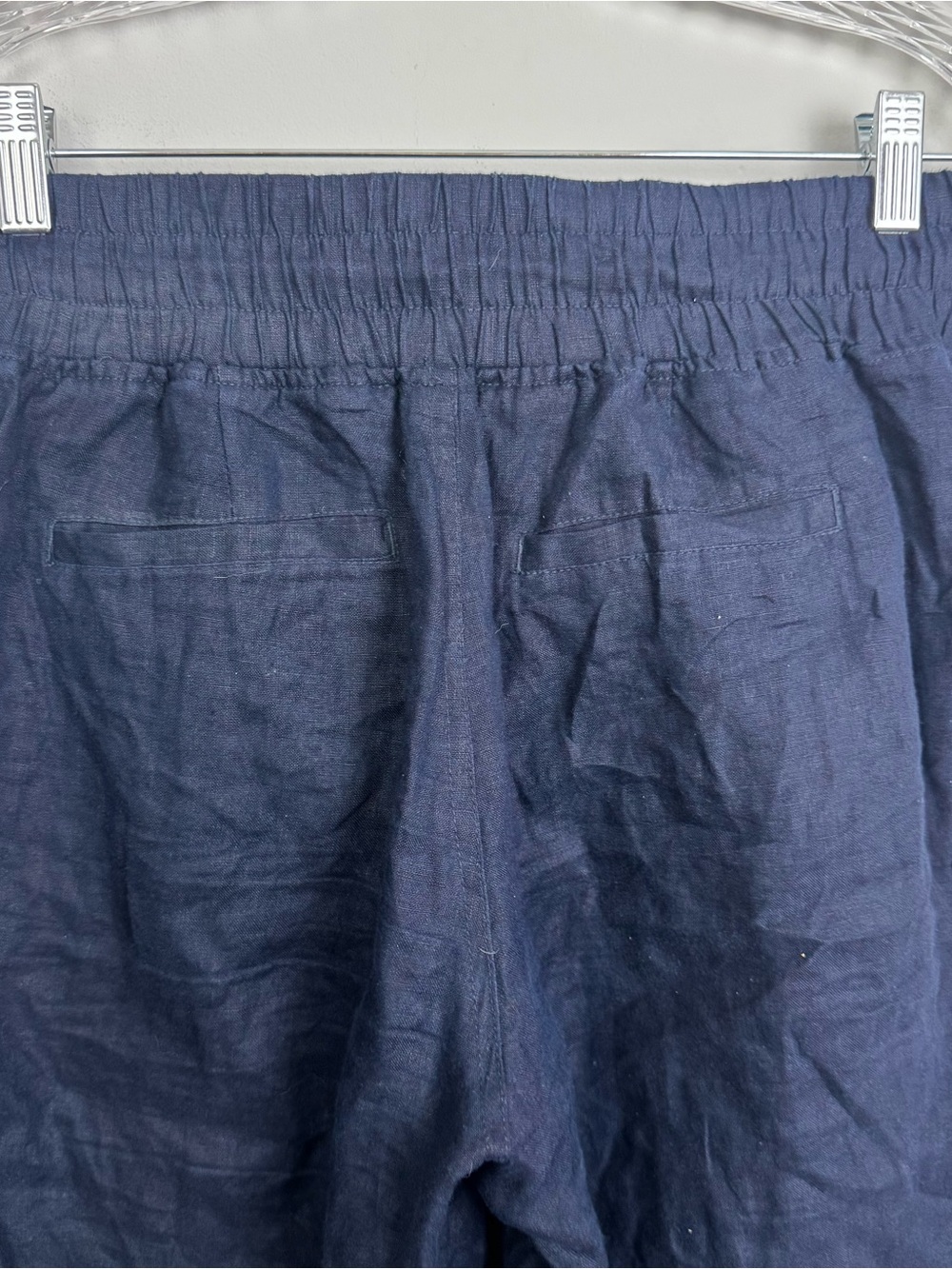 QUINCE | Navy Blue Elastic-Waist Linen Drawstring Pants Women’s Size Small - Picture 9 of 10